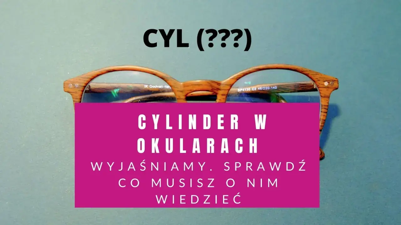 Drewniane okulary z napisem "CYLINDER W OKULARACH". Wyjaśniamy, co musisz o nim wiedzieć.