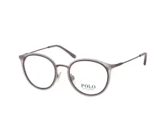Szare okulary Polo Ralph Lauren, idealne jako okulary do czytania. Okrągłe, stylowe oprawki.