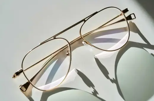 Eleganckie okulary w złotej oprawce. Sprawdź, co obejmuje gwarancja na okulary, by mieć pewność ich długowieczności.